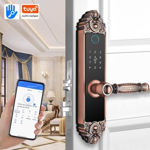 Cerradura Inteligente con Huella Dactilar para Puerta de Madera y Aleación de Aluminio Estilo Europeo, Control por WiFi y Aplicación (TTLock/All-lock), Acabado en Oro 24K para Dormitorio - Product Image 1