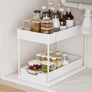 Organizador ajustable de doble nivel con cajón deslizante multiusos para fregadero de cocina, cesta organizadora para debajo del gabinete - Product Image 2