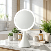 Grand miroir de maquillage LED rotatif avec capteur tactile et lumière à intensité variable, miroir de coiffeuse de bureau pour la maison et le salon