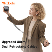 Chargeur rapide Mcdodo 863 67W GaN avec double câble rétractable Type C, affichage numérique, 3 ports USB C PD, adaptateur mural de voyage pour ordinateur portable