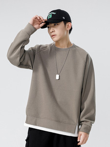 高品质秋季男士复古花棉加厚羊毛衬里宽松长袖拼接卫衣 T 恤 - Product Image 3