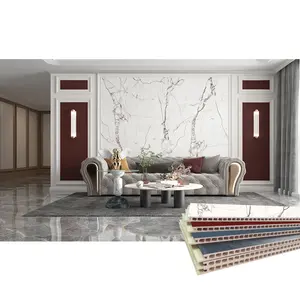 fireproof flat connection plastic printing panel high gloss marble 9mm home living room wpc pvc wall board