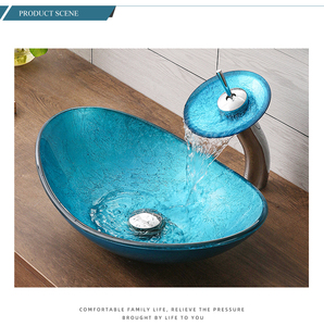 Blue Color <strong>Round</strong> Hotel Washroom Countertop Vanity Bathroom Wash <strong>Basin</strong> - Product Image 6