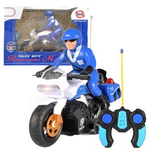 Moto de police télécommandée 2CH avec musique et lumières, moto de <span class=keywords><strong>patrouille</strong></span> télécommandée avec rotation à 360 degrés - Product Image 1