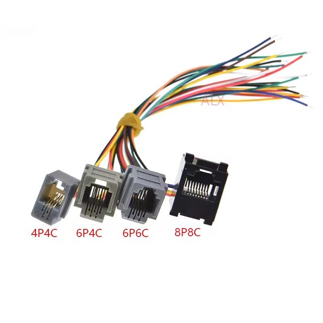 RJ11 RJ12 RJ45 telephone FEMALE SOCKET connector with wire 4P4C 6P4C 6P6C 8P8C female jack connector 616E 623K 616M 641D