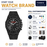 Montre pour homme avec cadran arabe personnalisé, lunette octogonale entièrement sertie de diamants noirs, boîtier en alliage, bracelet, montre de mode et d'affaires