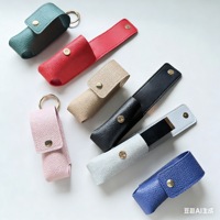 Étui de protection pour rouge à lèvres et baume à lèvres en PU imperméable, style mode féminin, mini portable, avec porte-clés et breloque de sac, pendentif décoratif