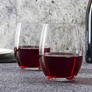 15 ons pürüzsüz jant standart şarap bardağı Tumbler kırmızı beyaz şarap bulaşık makinesinde yıkanabilir sapsız şarap kadehleri şarap bardağı es Set 12