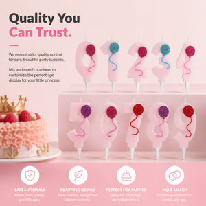 Candeline a Forma di Numero con Glitter Rosa Pastello 0-9, Decorazione per Torte di Compleanno per Bambine, Ideali per Baby Shower e Feste di Primo Compleanno - Product Image 6