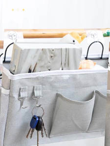 Para <span class=keywords><strong>Amazon</strong></span>, cesta de almacenamiento de tela para el hogar para <span class=keywords><strong>dormitorio</strong></span> montada en la pared, bolsa de almacenamiento de artículos diversos para cabecera multiusos - Product Image 4