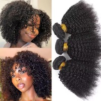 Extensions de cheveux humains naturels bouclés afro crépus 4B 4C, 100 % vierges et doux, en trame