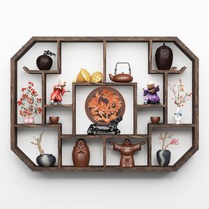 Étagère murale en bois massif de forme irrégulière, polyvalente pour le salon, support décoratif avec rangement pour service à thé - Product Image 1