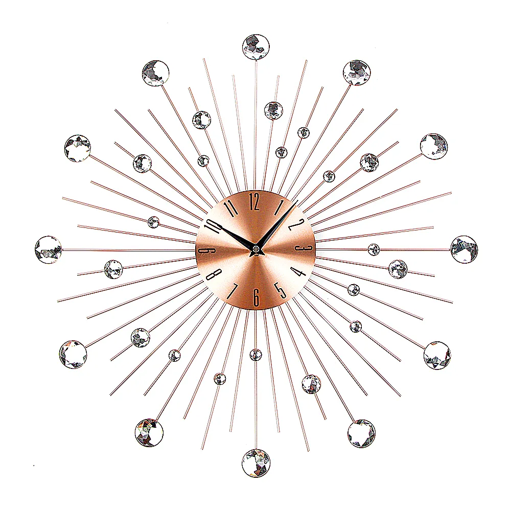 Reloj de pared nórdico personalizado para decoración del hogar, diseño de lujo de cristal de lujo, arte grande, artesanía de metal, simple, 50cm
