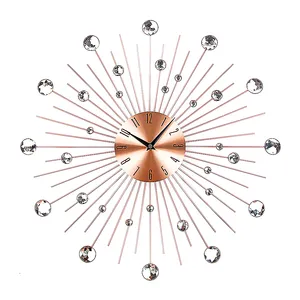 Reloj de pared nórdico personalizado para decoración del hogar, diseño de lujo de cristal de lujo, arte grande, artesanía de metal, simple, 50cm