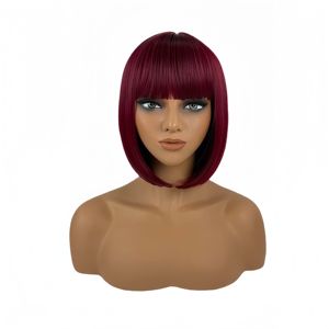 Nuova Parrucca Sintetica Nera Stile Bob, in Fibra Resistente alle Alte Temperature, Parrucca Bob Liscia Corta per Uso Quotidiano - Product Image 2