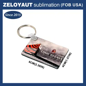 Sublimation Wholesale Customized Double Sides Print PU Keychains With Paint Edges High Quality Blank Creative Gifts Couple Gifts