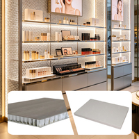 Rak Display Toko Kosmetik Anti Noda Tahan Gores Pintu Kabinet Aluminium Panel Sandwich Komposit Furnitur Sarang Lebah