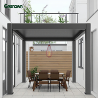 Pergola bioclimatique moderne, extérieure, imperméable, motorisée, à toit à lamelles orientables