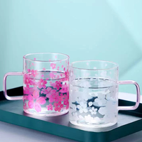 Mug en verre personnalisé à changement de couleur classique pour boissons froides et chaudes, écologique, capacité 350-570 ml, café/thé/lait avec poignée