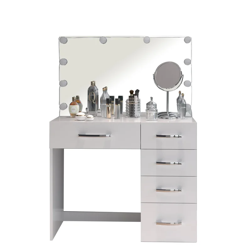 Белый туалетный столик набор с Зеркальный туалетный столик с светодио дный светильник зеркало для макияжа
