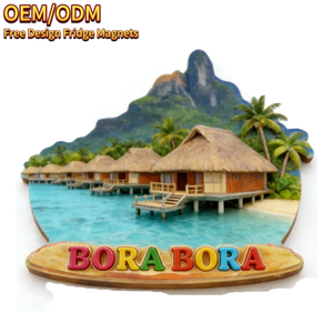 Set de Imanes de Madera para Refrigerador <span class=keywords><strong>Bora</strong></span> <span class=keywords><strong>Bora</strong></span> Paradise, Recuerdo de Viaje Tropical y Decoración para el Hogar - Product Image 4