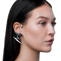 Boucles d'oreilles clips vintage géométriques pour femme, tendance, brillantes, sans perçage, fausses manchettes d'oreille, style cyberpunk hip-hop, clips d'oreille irréguliers