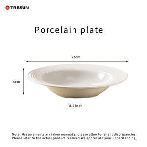 Factory Customized Elegant Embossed Round Shape Large Rim Porcelain Dinner <b>Plates</b> for Western Restaurant <b>Ceramic</b> Soup <b>Plate</b> - Product Image 3