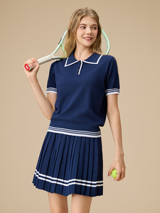 Aoyema due pezzi da Tennis abiti da Badminton da <span class=keywords><strong>donna</strong></span> in <span class=keywords><strong>maglia</strong></span> <span class=keywords><strong>a</strong></span> manica corta con collo <span class=keywords><strong>a</strong></span> paddle camicia da Tennis Mini gonne <span class=keywords><strong>a</strong></span> pieghe Set - Product Image 5