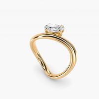 2 Karat Oval Kesim Heykelsi Dalgalar Laboratuvarda Yetiştirilmiş Elmas Nişan Yüzüğü 14K/18K Som Altın IGI Sertifikalı CVD/HPHT Özel Tasarım