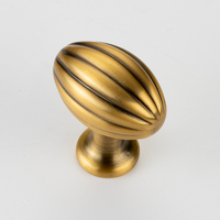 Bouton de meuble ovale cannelé vintage en alliage de zinc, à trou unique, multi-finitions, pour porte d'armoire et tiroir