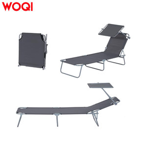 เก้าอี้พับเอนนอนกลางแจ้ง Woqi พร้อมโต๊ะ ขนาด 190x58x28 ซม. ปรับได้ ใช้สำหรับชายหาด ตั้งแคมป์ หรือใช้เป็นเตียง - Product Image 1