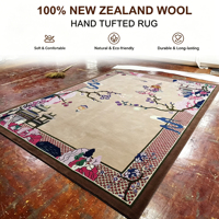 Tapis d'art moderne chinois à poils coupés, fabriqué à la machine, style paysage oriental, tapis de luxe tufté à la main pour salon de villa