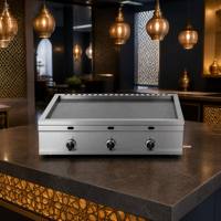 Grill de table professionnel robuste au gaz GPL avec plaque en fonte antiadhésive pour la restauration commerciale et les snack-bars