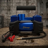 Compresseur d'air double cylindre haute performance 12V 150PSI 60L/min, gonfleur de pneus portable en aluminium avec manomètre à aiguille