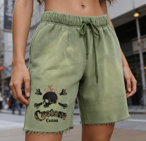 Shorts de jogging en coton tricoté à taille élastique, style vintage délavé, avec logos, pour l'été - Product Image 4