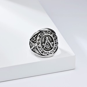 Ingrosso Anello da uomo retrò acciaio inossidabile argento/oro anelli con sigillo massonico per gli uomini - Product Image 2