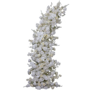 Colonnes de fleurs artificielles pour mariage : roses blanches, orchidées, gypsophile – Décoration florale en soie pour scène – Vente directe usine en gros - Product Image 5