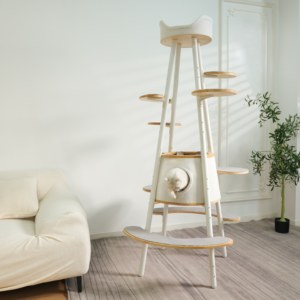 Adjustable Multi Platform Carbon Steel Column With Scratching Cloth Luxury Design Washable Pet Indoor Condo Climb Tree Tower - Product Image 3