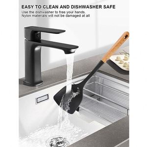 Kaimi – Ensemble d'ustensiles de cuisine 13 pièces en 1 avec manche en bois, antiadhésif, couteau de chef, ustensiles de cuisson en silicone et support de rangement - Product Image 5