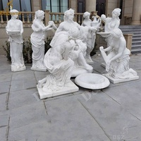 Art sur mesure sculpté grandeur nature chiffres romains grecs en marbre blanc naturel décor de jardin dieu Apollon Statue de bain à vendre