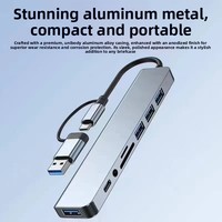 8-in-1 Typ-C Dual-Plug Dockingstation USB-A 3.0 OTG Kartenleser 3,5mm Audio Laptop USB-C Hub Multifunktionale Erweiterungsstation