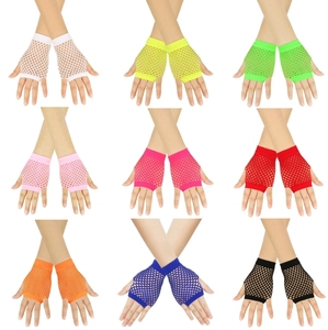 Gants <span class=keywords><strong>en</strong></span> résille Gants courts <span class=keywords><strong>en</strong></span> <span class=keywords><strong>maille</strong></span> de nylon Gants sans doigts pour femmes et filles Costume des années 80 Accessoires de soirée de mariage Vente <span class=keywords><strong>en</strong></span> gros - Product Image 3
