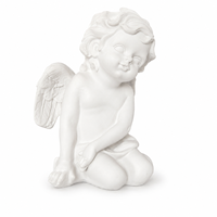 Statue d'ange de jardin en résine blanche, chérubin agenouillé, décoration