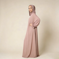 Abaya musulmane portable, respirante, faite à la main, grande taille, coupe ajustée, en polyester, longueur cheville, manches longues, anti-plis, pour l'hiver et le Ramadan