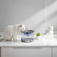 Fontaine à eau pour animaux de compagnie sans fil en acier inoxydable 2L avec capteur de mouvement, fontaine à eau automatique rechargeable pour chat