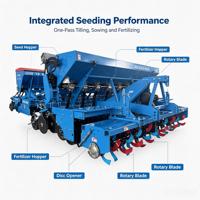 Nouvelle motobineuse rotative automatique diesel et semoir à engrais pour usage agricole, haute précision, haute productivité, construction en acier