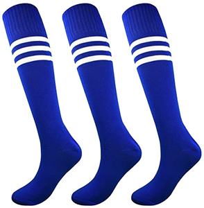 定制男女通用成人儿童蓝色条纹袜子男童女童运动跑步棒球袜过膝高踝