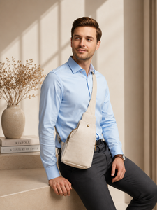 Bolso bandolera minimalista de lona para hombre con correa de hombro ajustable y almacenamiento compacto para viajes diarios y bolsos de mano - Product Image 4