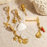 HP365 Breloques pour bikini, fermoir en U, zircon cubique, boucle bouche de poisson, coquillage marin, étoile de mer, pendentifs, accessoires pour la fabrication de bijoux DIY