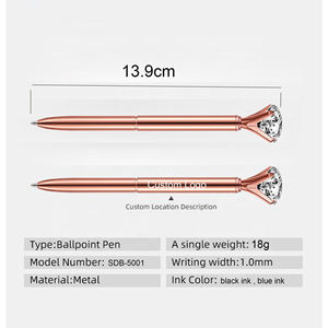 Bolígrafo Metálico con Cristal de Diamante Creativo, Logotipo Publicitario, Personalizable con Impresión, Regalo Novedoso para Oficina - Product Image 3